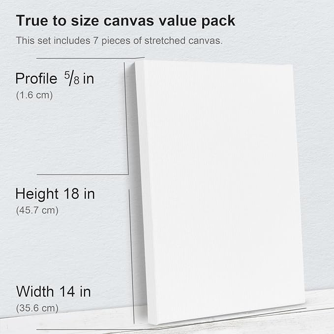 PHOENIX Large Stretched Canvas for Painting 14x18 Inch/7 Value Pack, 8 Oz - Image 3