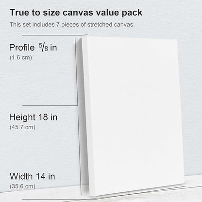 PHOENIX Large Stretched Canvas for Painting 14x18 Inch/7 Value Pack, 8 Oz - Image 3