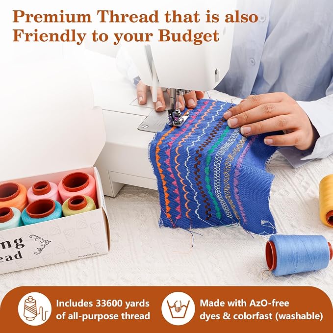 12PCS Sewing Thread Kit 30wt Spools, 12 Colors - Image 3