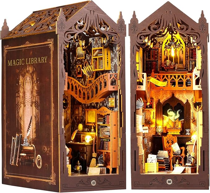 TuKIIE DIY Book Nook Miniature Kit, Booknook Dollhouse Bookshelf Insert by TuKIIE