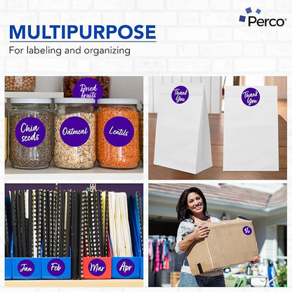 Perco Purple 3-Inch Round Circle Dot Sticker Labels - Image 3