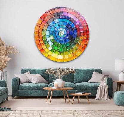 My Photostation.com 24'' Diameter Radiant Spiral Spectrum Round Glass Wall Art by MyPhotostation