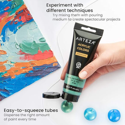 Arteza Metallic Acrylic Paint, Rich Pigments, Non Fading, Non Toxic Paints - Image 4