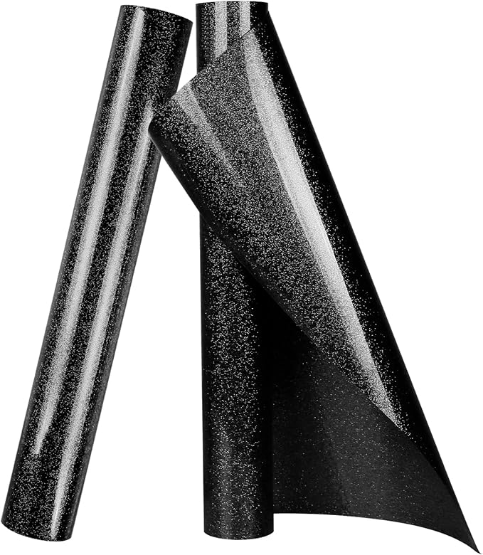 TORC Black Glitter HTV Heat Transfer Vinyl Roll 12 inch x 10 ft Iron on Vinyl by TORC