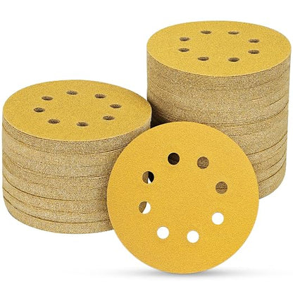 100PCS 5 Inch 8 Hole Sanding Discs 150 Grit by POTUINOM