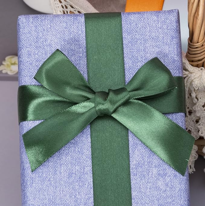 1 Inch Dark Green Solid Satin Ribbon, 50 Yards Craft Fabric Ribbon - Image 5