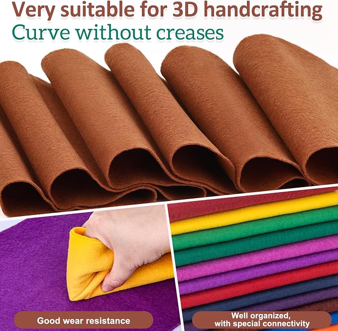 12 Rolls 8"x35" 1.4mm Thick Soft Felt Fabric Sheet 12 Assorted Dark Rainbow - Image 4