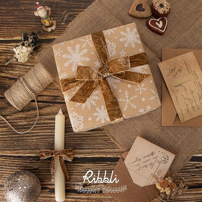 Ribbli Khaki Velvet Ribbon 3/8 Inches Luxury Crinkled Brown Christmas Ribbon - Image 2