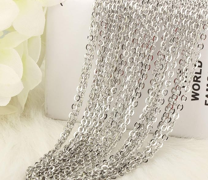 Wholesale 12 PCS Stainless Steel Flat Cable Chain Link Necklace Chains Bulk - Image 2