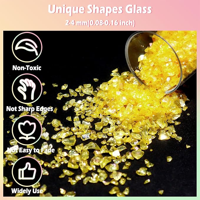 Matio 12 Colors Iridescent Crushed Glass, Irregular Chunky Glitter, Sprinkle - Image 3