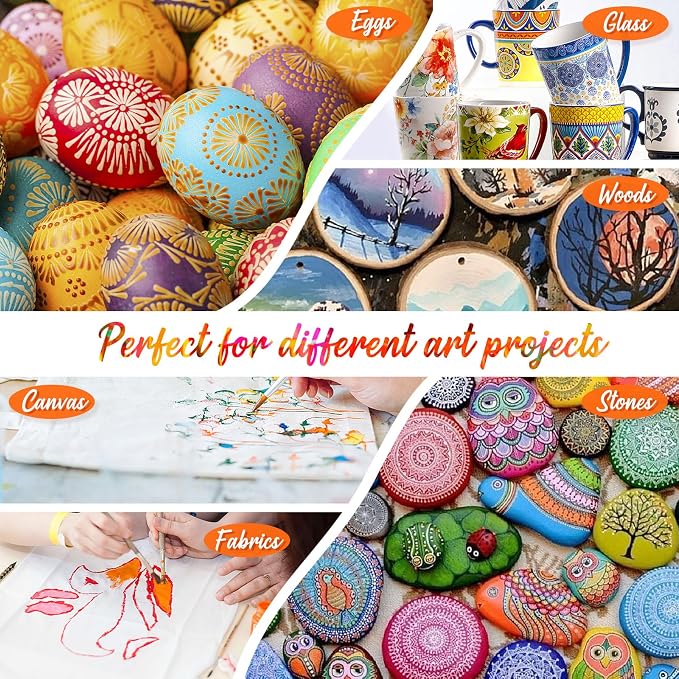 Caliart Acrylic Paint Set with 12 Brushes, 36 Colors Art Craft Paints Gifts - Image 6