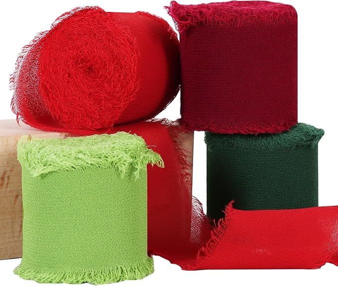 TONIFUL 4 Rolls Silk Chiffon Ribbon 1-1/2 Inch x 22 Yards by TONIFUL