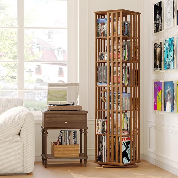 XIMN 360° Rotating Bamboo CD/DVD Shelf - Image 4