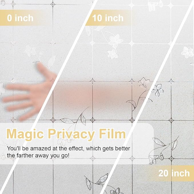 Window Privacy Film Decorative for Front Door, Bathroom Static Cling Stained - Image 2