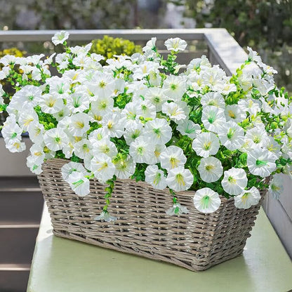 Artificial Flowers Fake Plants for Outdoors Decoration, 12 Bundles White Silk - Image 2