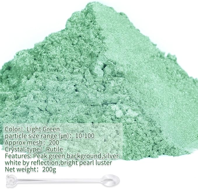 Mica Powder, 7.05OZ（200g）, Light Green Mica Powder Pigment - Image 2