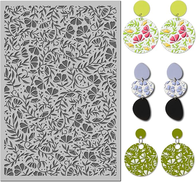 Arbuya Swirls Flowers Blossom Polymer Clay Texture Mat by Arbuya