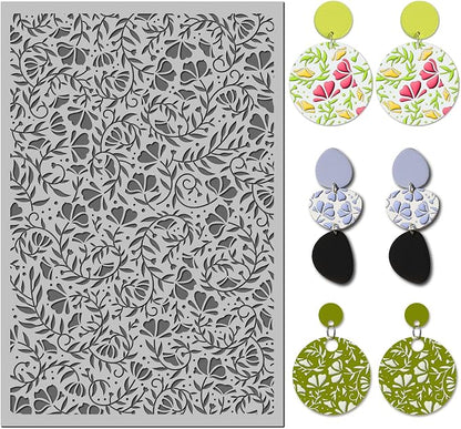 Arbuya Swirls Flowers Blossom Polymer Clay Texture Mat by Arbuya