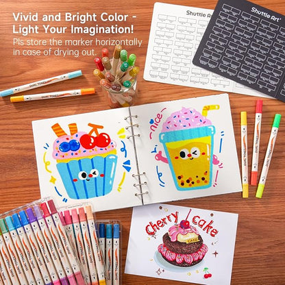 Shuttle Art 60 Pack Dual Tone Acrylic Paint Markers, 120 Colors Acrylic Paint - Image 7