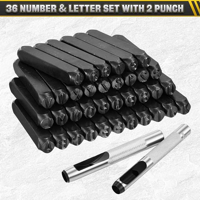 WorkBless 36PCS Metal Stamping Kit, 5/16" Steel Number and Letter Punch Set - Image 7