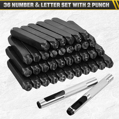 WorkBless 36PCS Metal Stamping Kit, 5/16" Steel Number and Letter Punch Set - Image 7