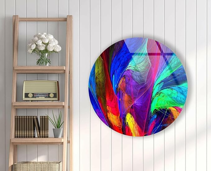 My Photostation.com 31.5'' Diameter Neon Colors Abstract Round Glass Wall Art - Image 8