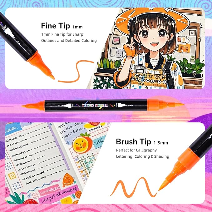 Acrylic Markers, 30 Dual-Tip Paint Pens - Image 3