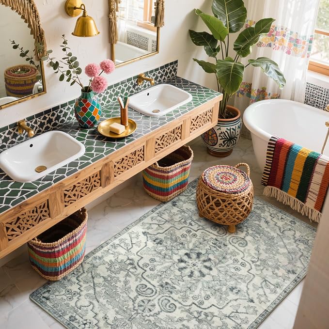 Lahome Bohemian Floral Medallion Area Rug - Image 8