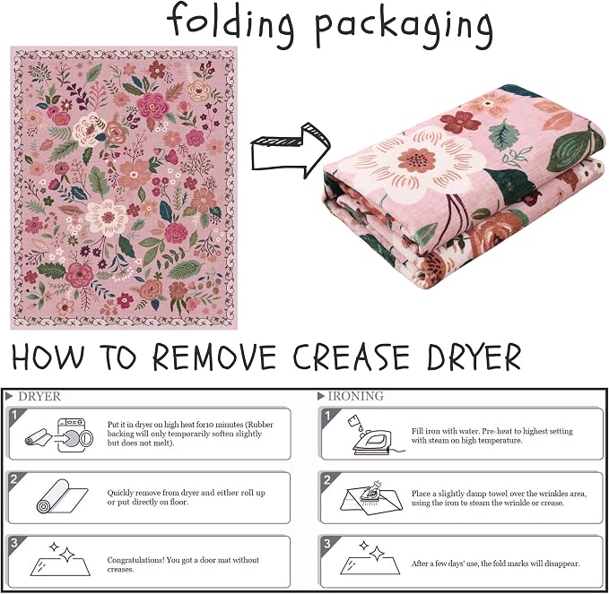Rugcomf Living Room Rug 5x7 Rug Machine Washable Boho Area Rug Non Slip Floral - Image 9