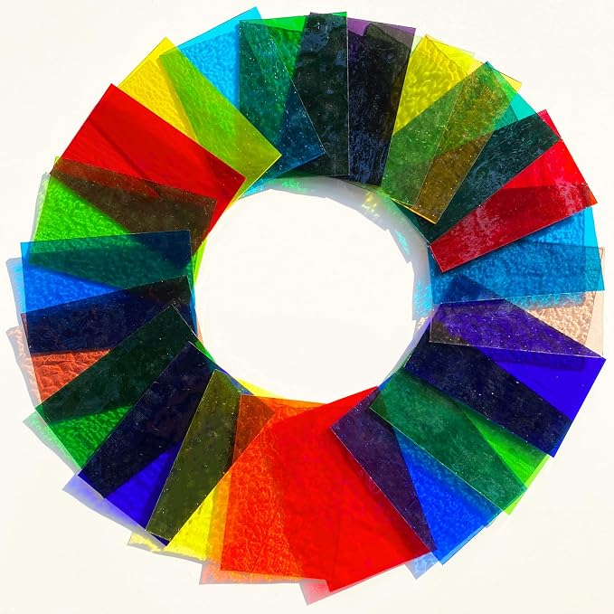 24 Sheets Rainbow Transparent Stained Glass Sheet Value Pack, 6 X 4 inches - Image 5
