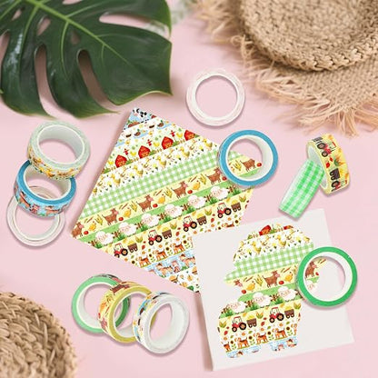 12 Rolls Farm Animals Washi Tape Set, Farmhouse Cow Sheep Pig Ducks Decorative - Image 3