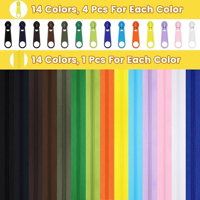 DOITEM 14 Colors Zippers by Yard, 3 mm Zipper 39 Meter 43.5 Yard Nylon Endless - Image 2