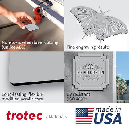 Trotec | Metallic Looking Acrylic Sheet | 12"x20"x1/16, Name Plate | USA Made - Image 3