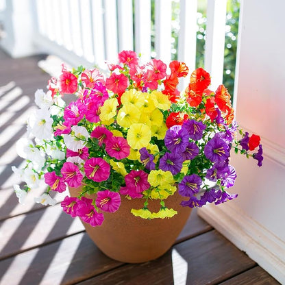 Artificial Flowers Fake Plants for Outdoors Decoration, 12 Bundles Silk Morning - Image 4