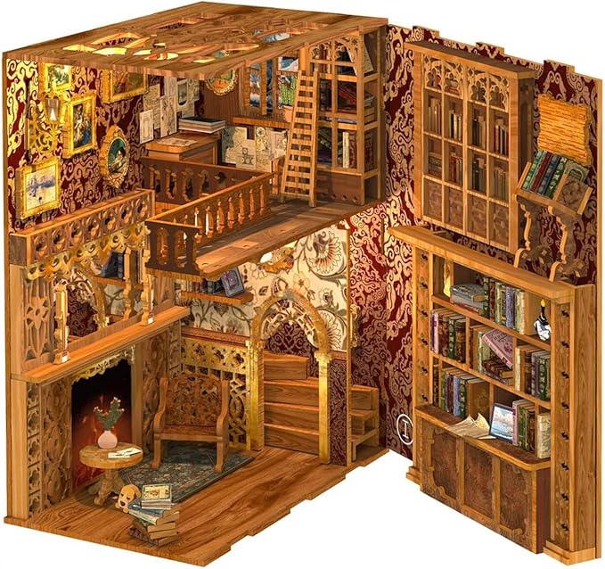Fsolis Book Nook Kit DIY Miniature House Kit, 3D Wooden Puzzles - Image 3