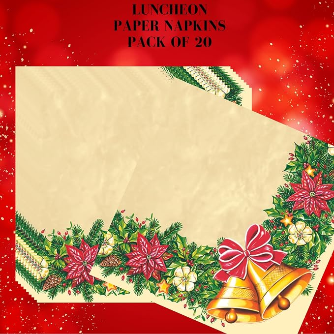 20-ct 13x13 Christmas Paper Decoupage Napkins, 3-Ply Servilletas Tissue Napkin - Image 2
