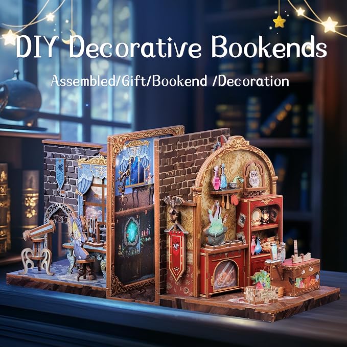 Cutefun 2Pcs Book Nook Kit, DIY 3D Wooden Puzzles - Image 7