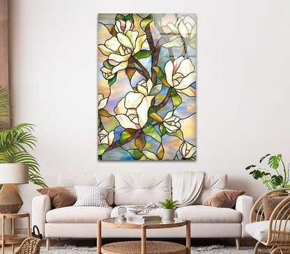 My Photostation.com 40WX60H'' Stained Magnolia Glass Wall Art Tempered Glass - Image 2