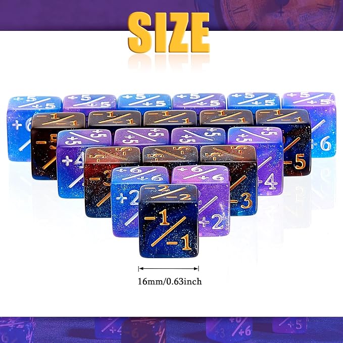 Sumind 24 Pcs Magic Life Counter Dice -1/+1 Counters Commander Buff Tokens 6 - Image 2