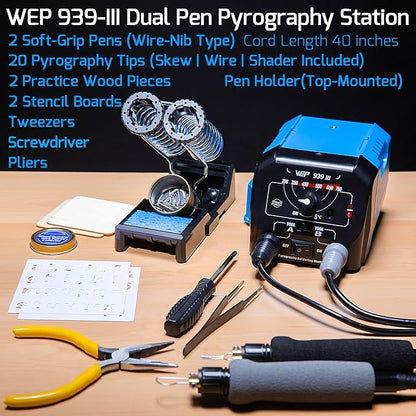 WEP 939-III Dual Pen Wood Burning Kit 34-IN-1 - Image 2
