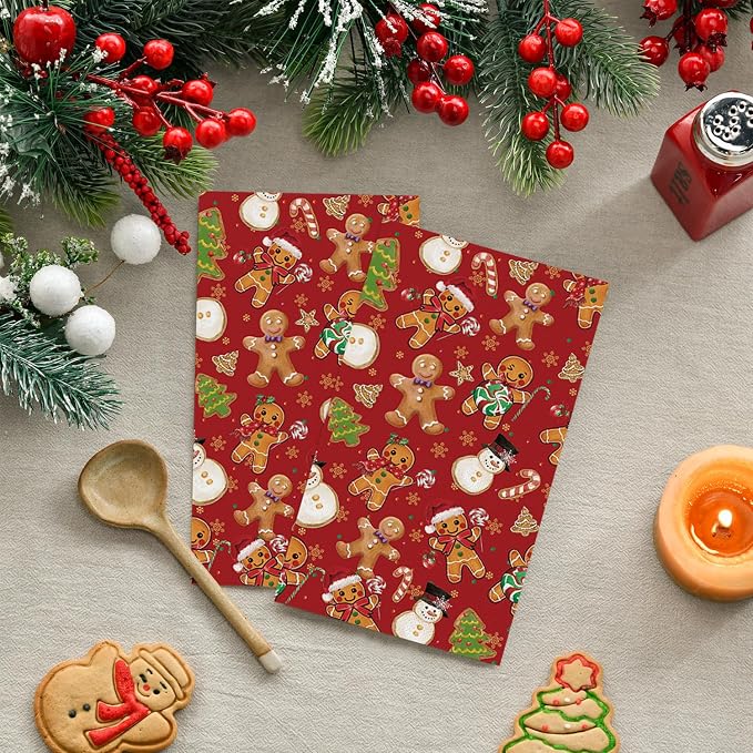 Horaldaily 100 Christmas Disposable Paper Decorative Guest Napkins, Gingerbread - Image 2