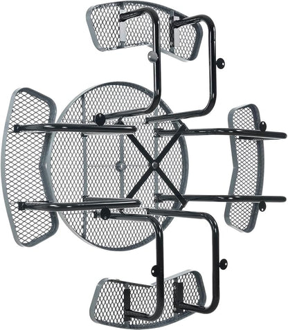Global Industrial 46" Round Picnic Table, Expanded Metal, Attached Benches - Image 7