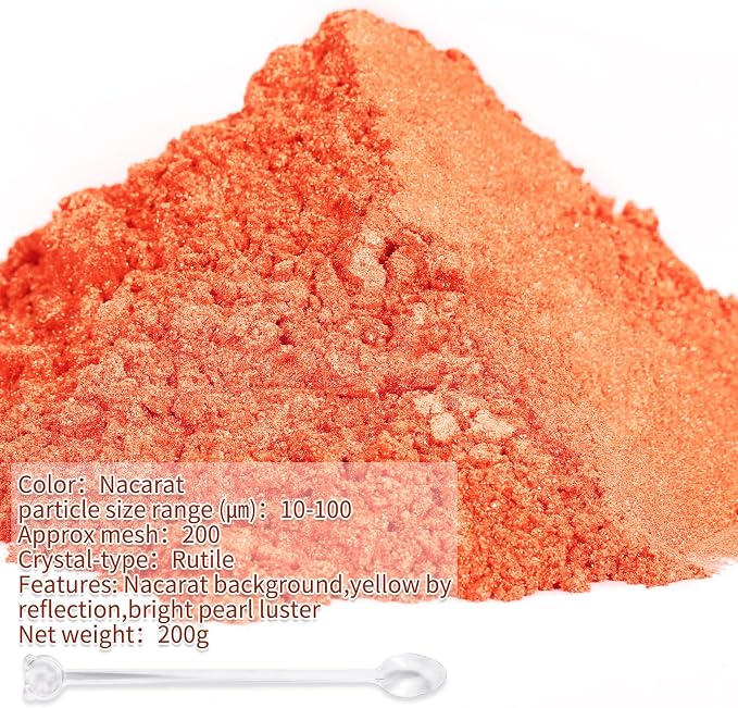 Mica Powder, 7.05OZ（200g）, Nacarat Mica Powder Pigment - Image 2