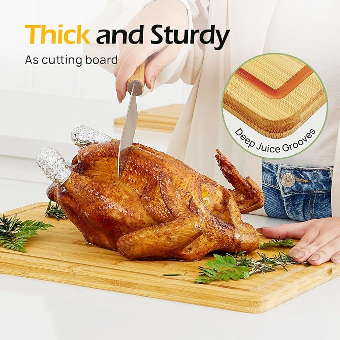 Kitchen Essentials Natural Bamboo Cutting Board XL - Image 8
