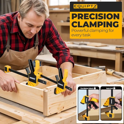 6 Pack Bar Clamps for Woodworking – 2 Pcs 12" & 4 Pcs 6" Quick Grip Clamps Set - Image 5