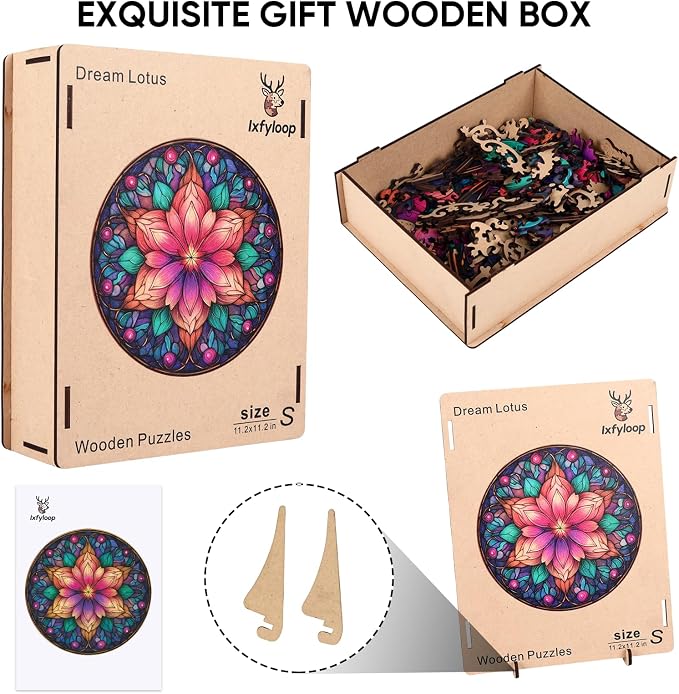 Dream Lotus Wooden Puzzles, 500 Pieces Jigsaw Puzzles 16.5x16.5 inch, Unique - Image 7