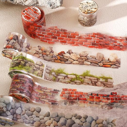 6 Rolls PET Tape Stickers for Junk Journal Supplies, Self-Adhesive PET Washi by MisKepaa