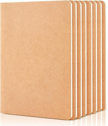 feela 8 Pack Unlined Kraft Paper Notebooks, Blank Journal Note Pad by feela