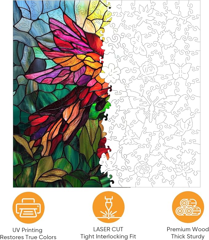Wooden Puzzles for Adults, Stained Glass Puzzles 499 Pieces, Unique Shaped - Image 3