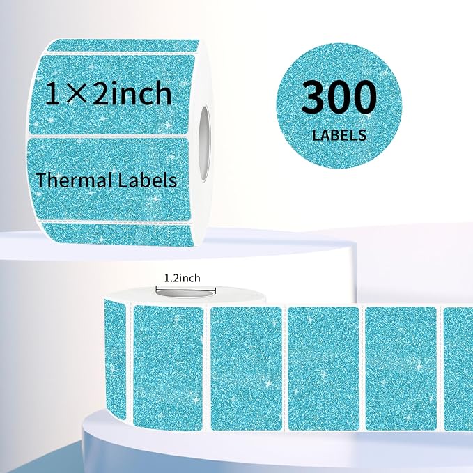 2"x1" Holographic Thermal Labels Stickers, Glitter Direct Thermal Printer Labels - Image 2